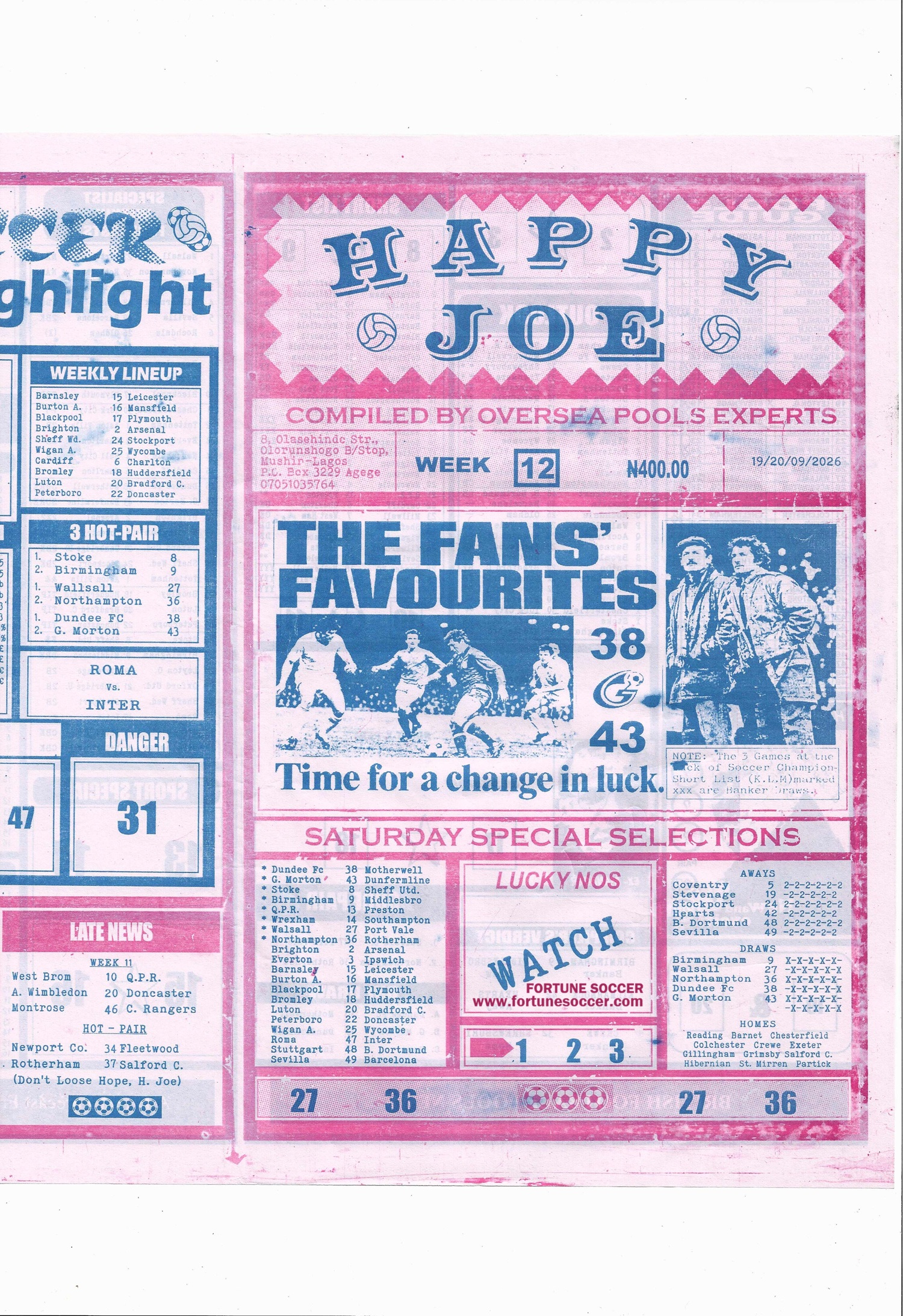 week 12 happy joe 2026 page 1