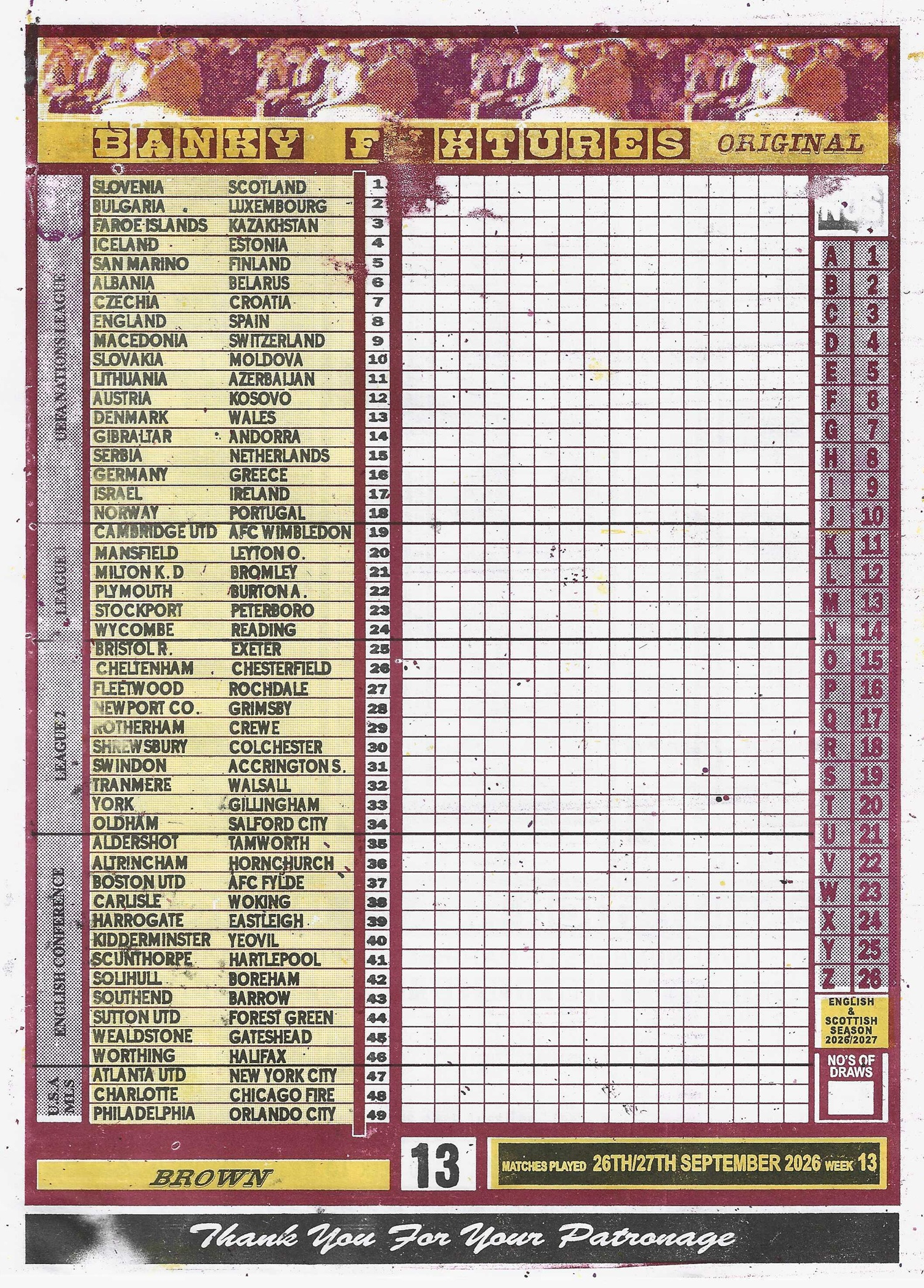 week 13 banky fixtures 2026 front page