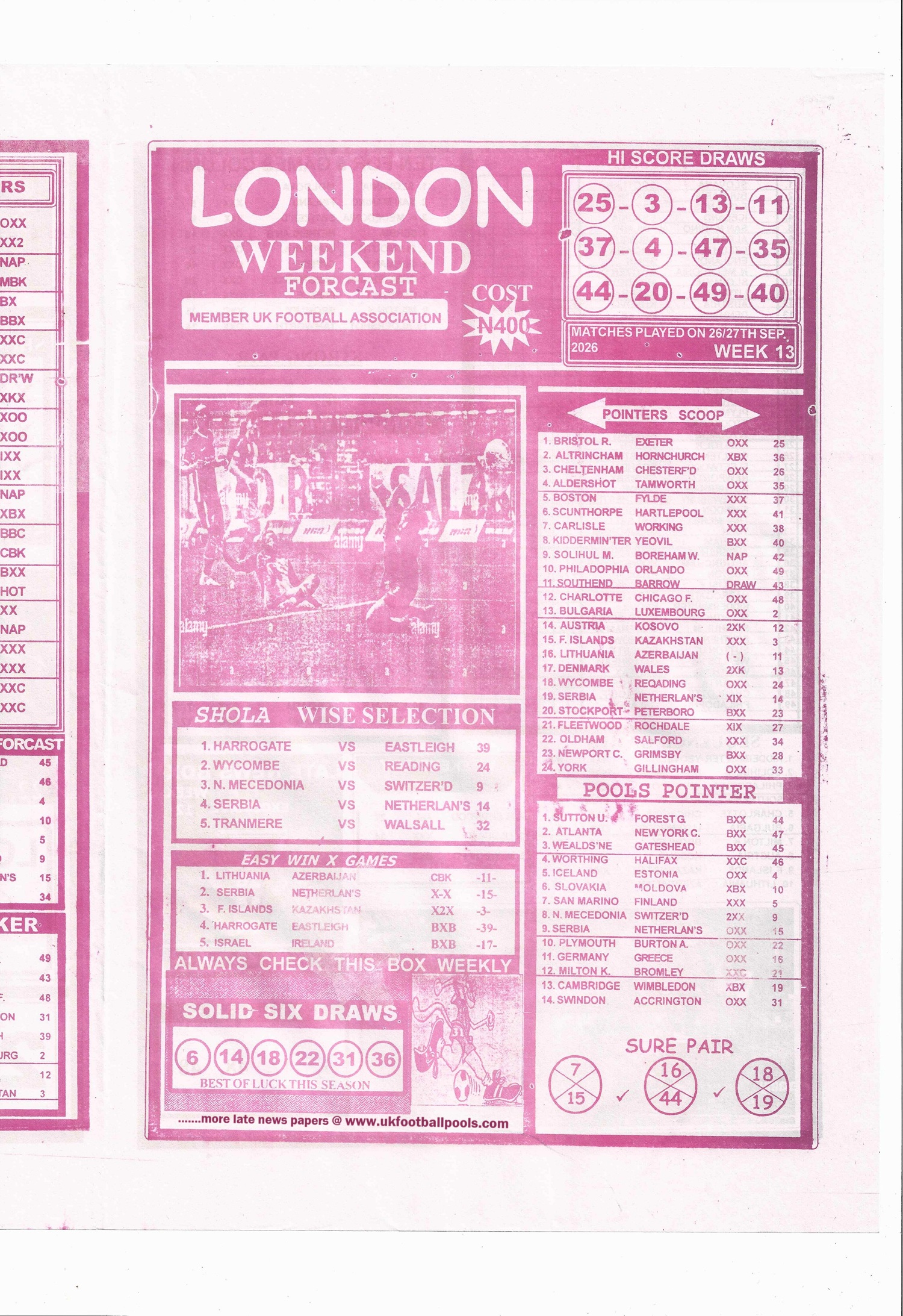 week 13 london weekend 2026 page 1