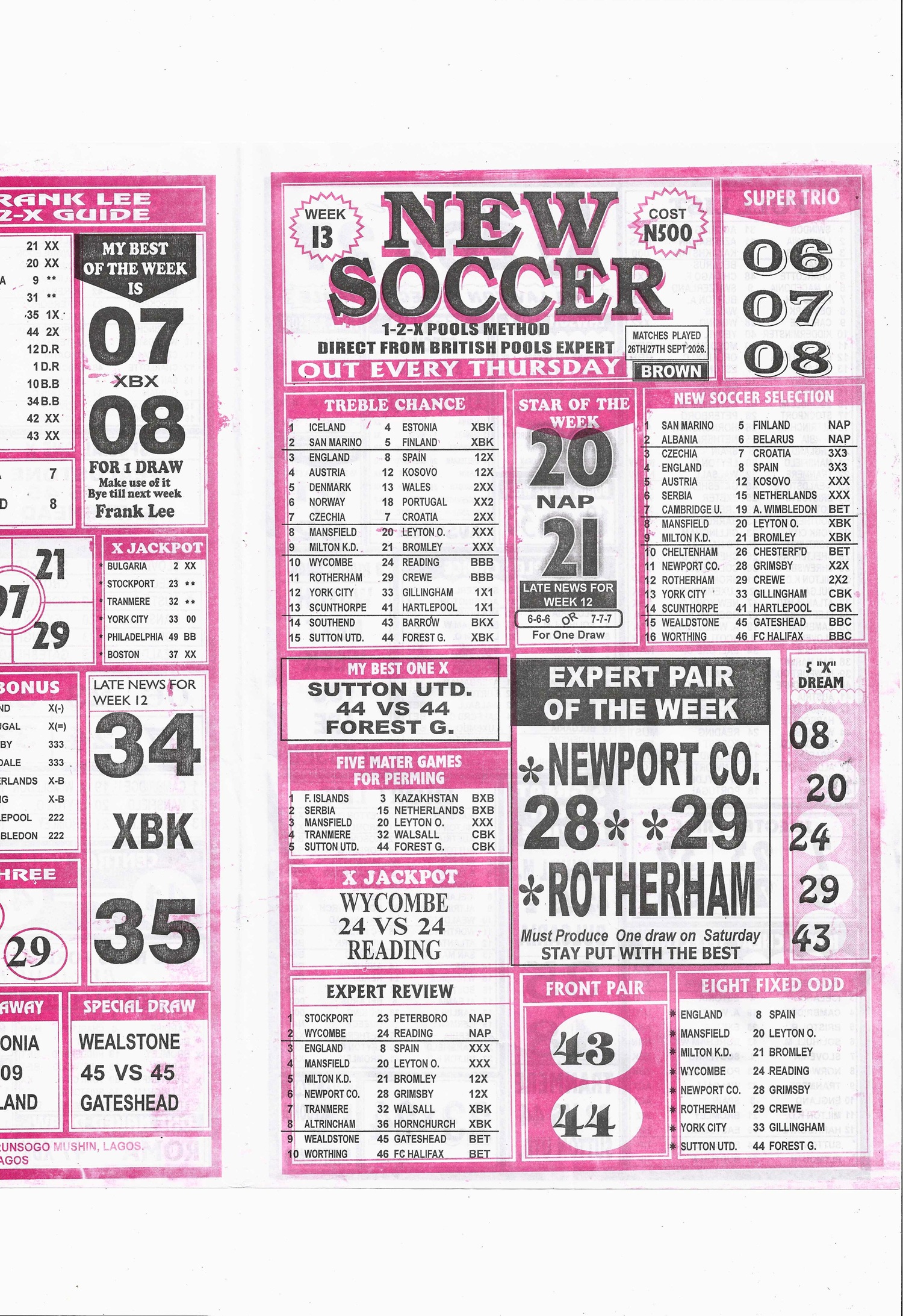 week 13 new soccer 2026 page 1
