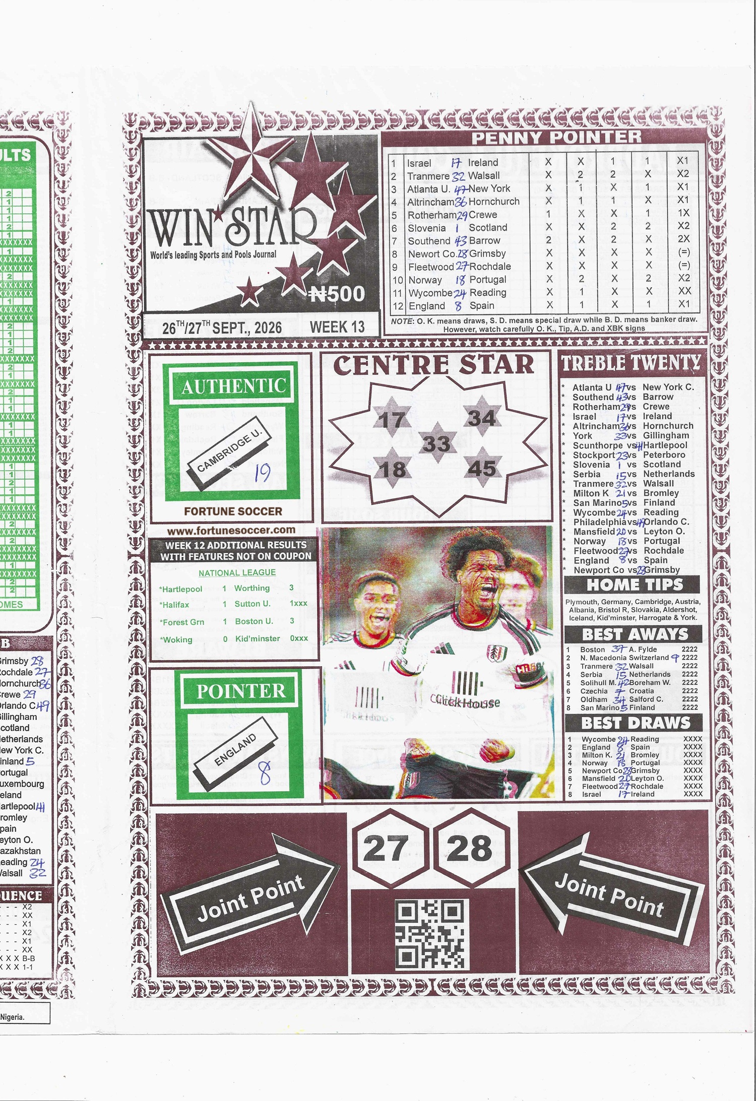 week 13 winstar 2026 page 1