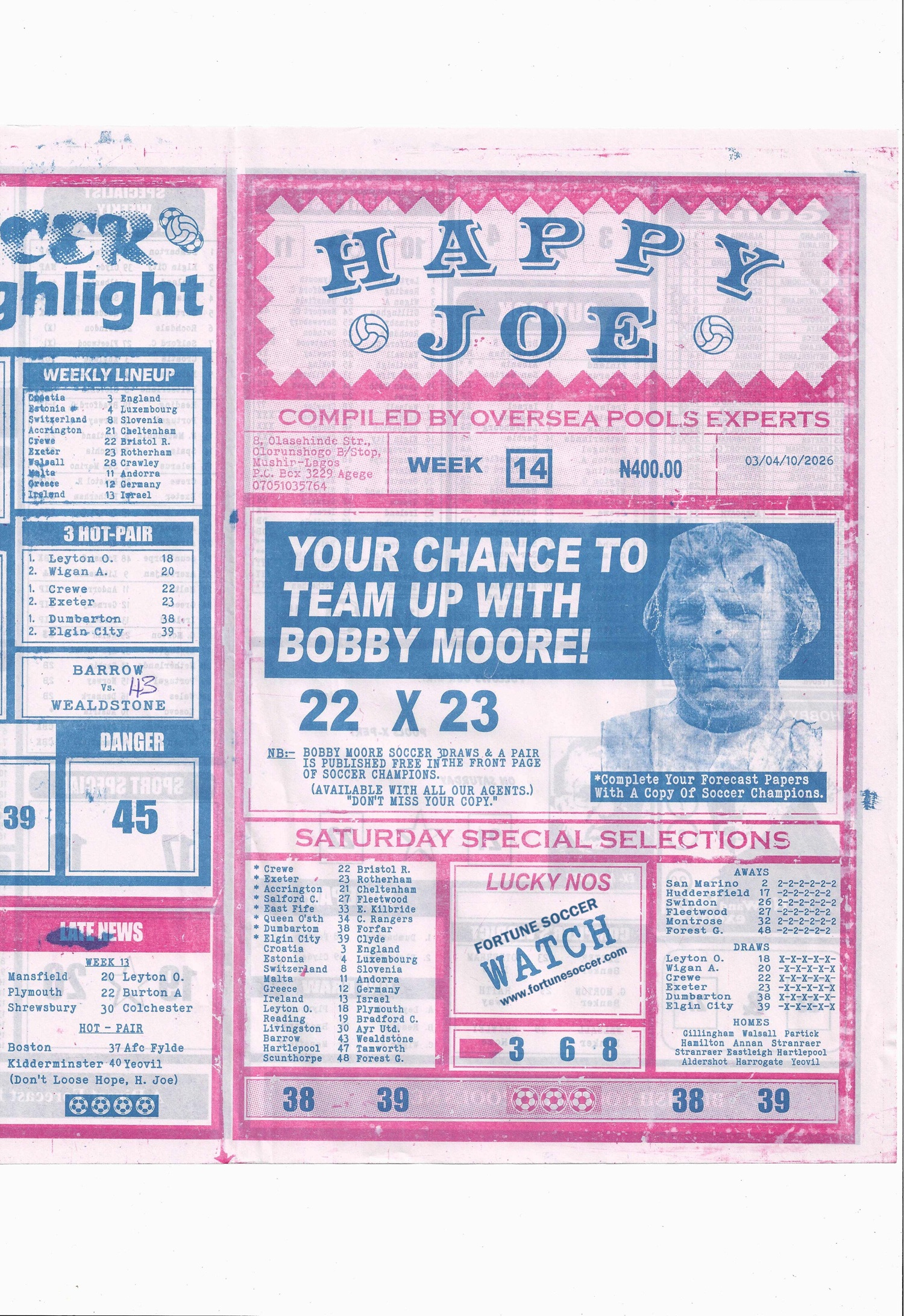 week 14 happy joe 2026 page 1