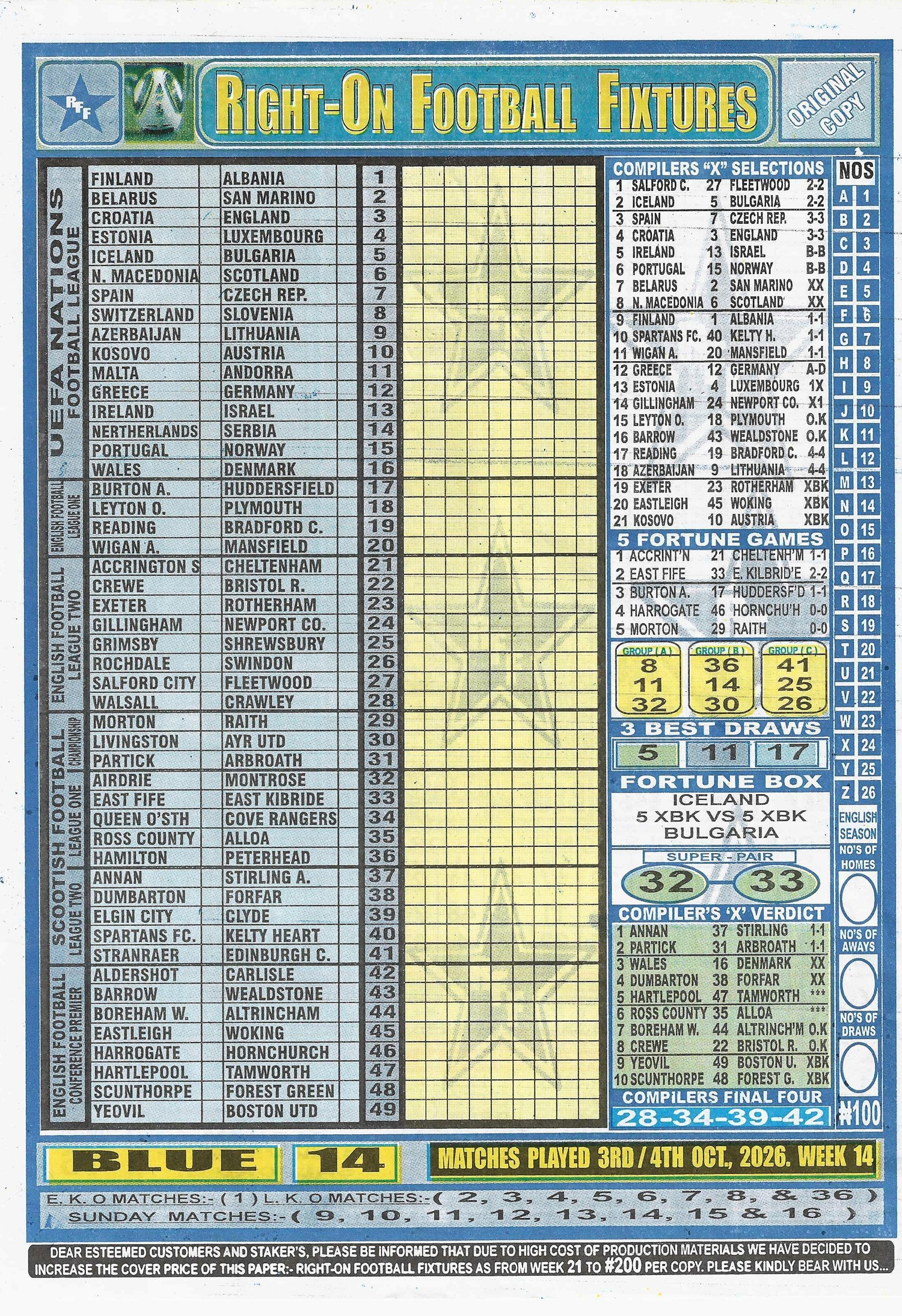 week 14 right on fixtures 2026 front page