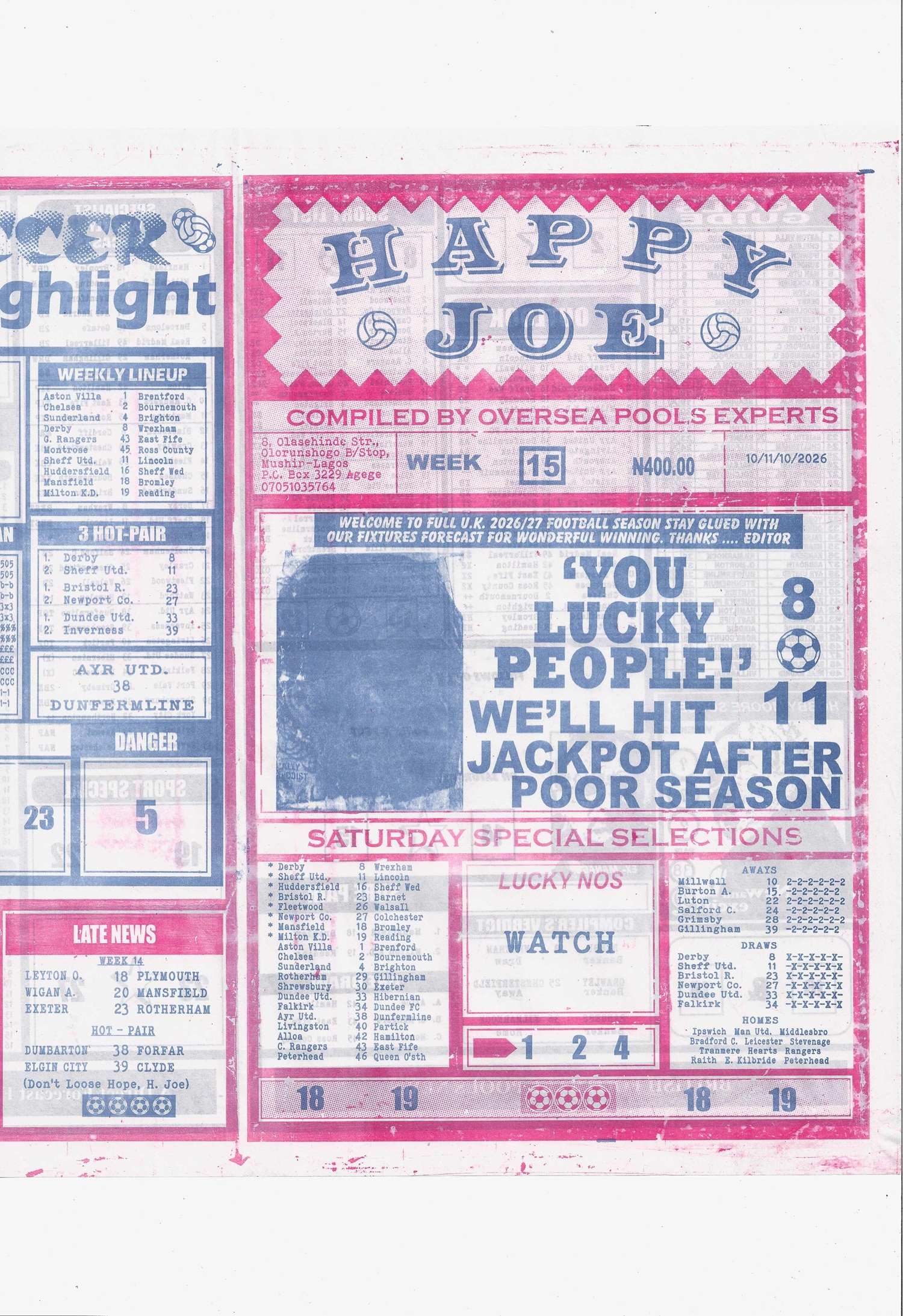 week 15 happy joe 2026 page 1