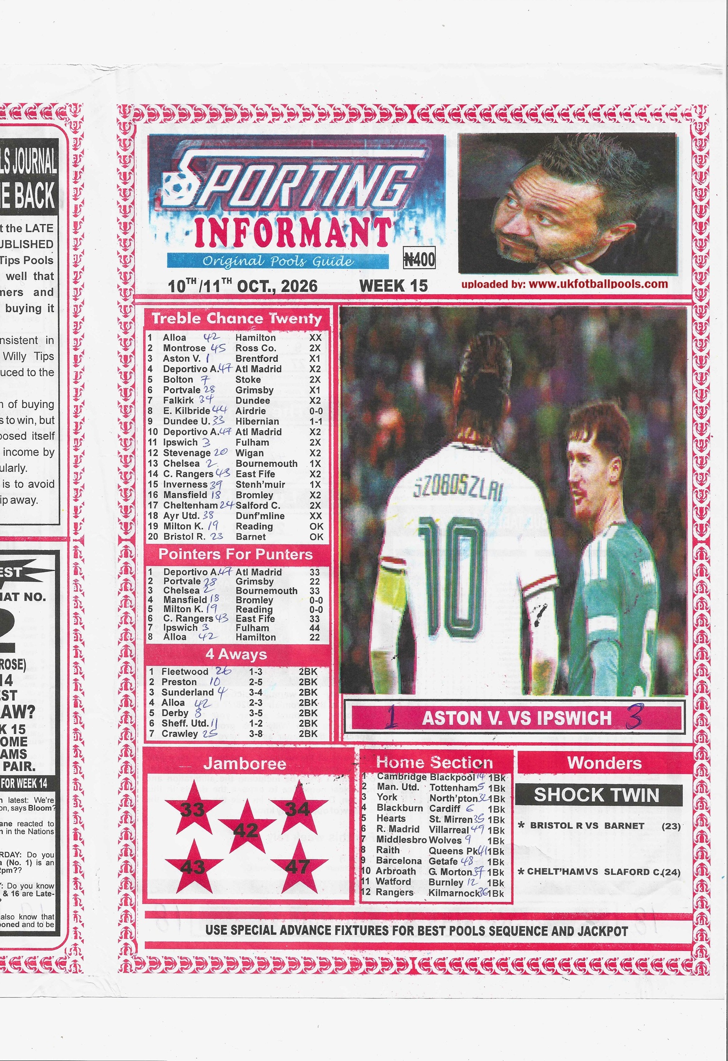 week 15 sporting informant 2026 page 1