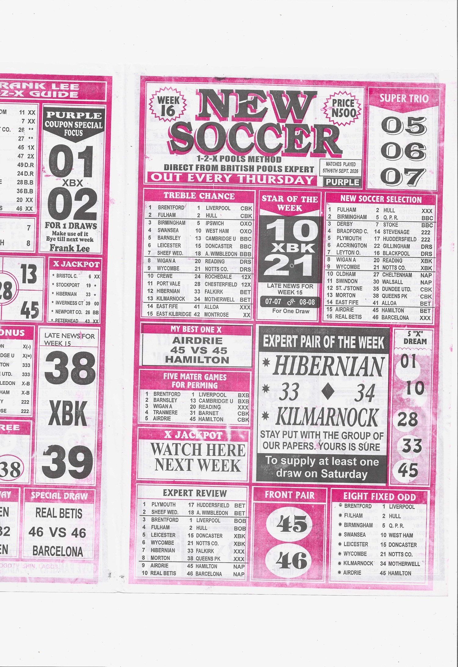 week 16 new soccer 2026 page 1