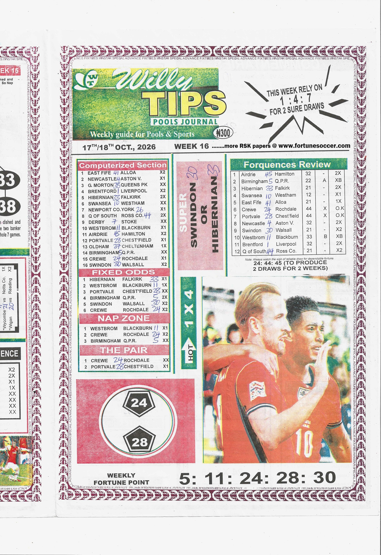 week 16 willy tips 2026 page 1