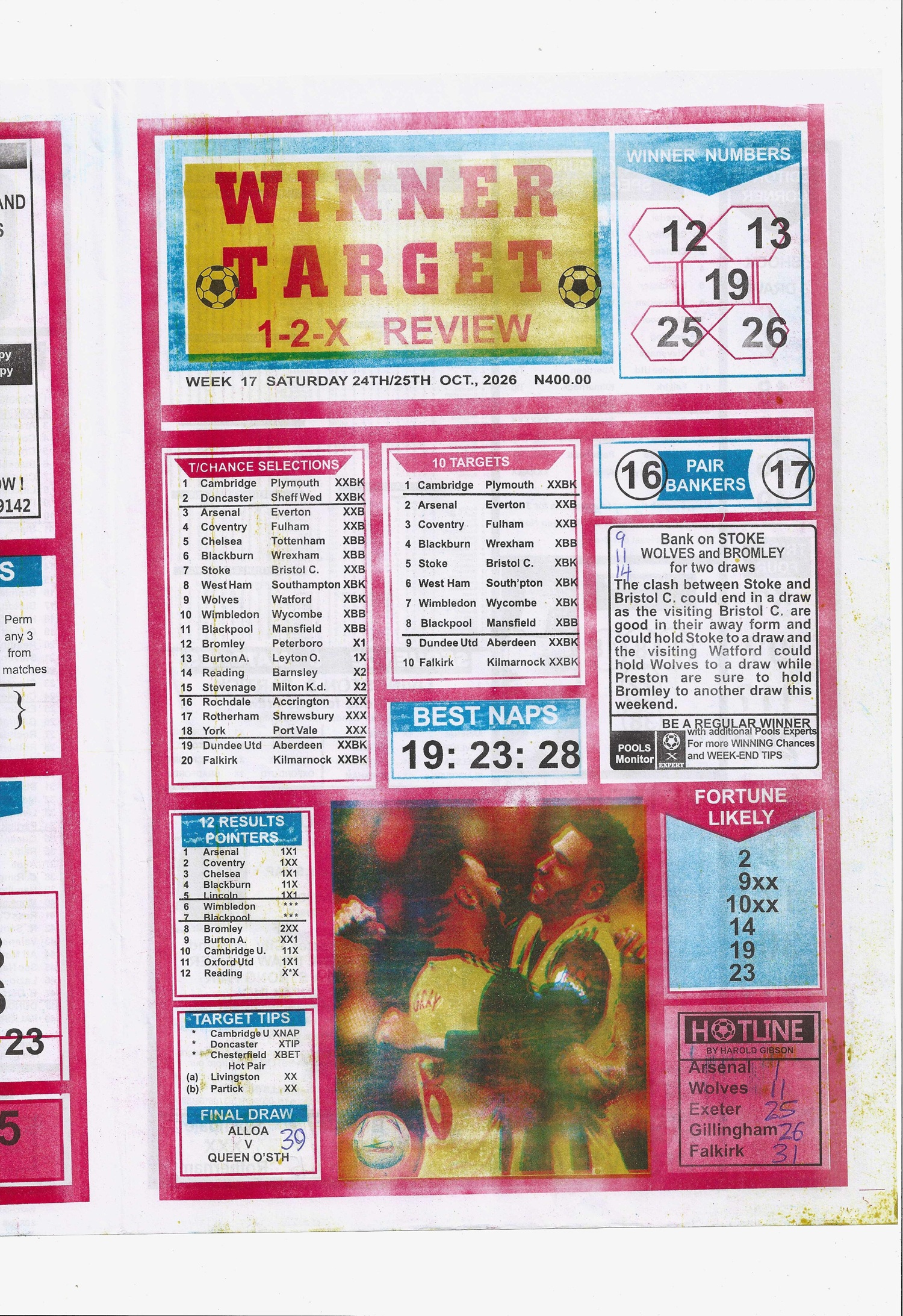 week 17 winner target 2026 page 1