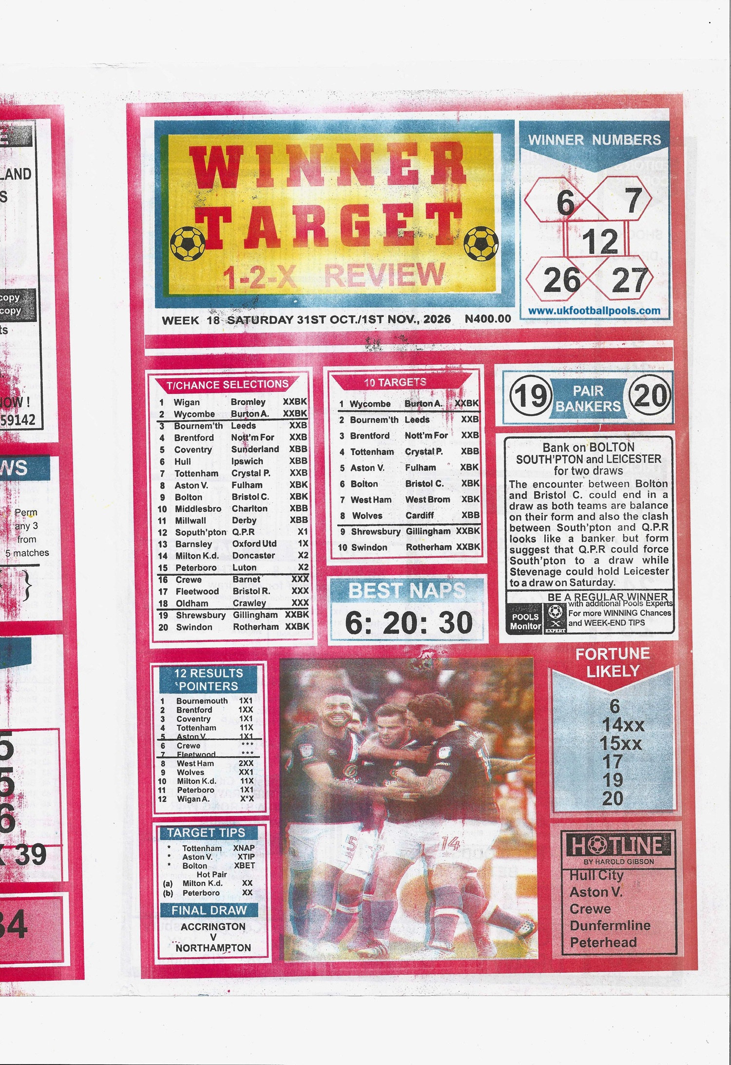 week 18 winner target 2026 page 1