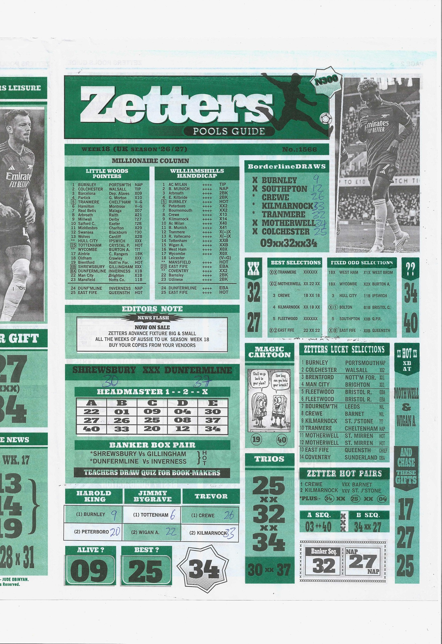 week 18 zetters punters guide 2026 page 1