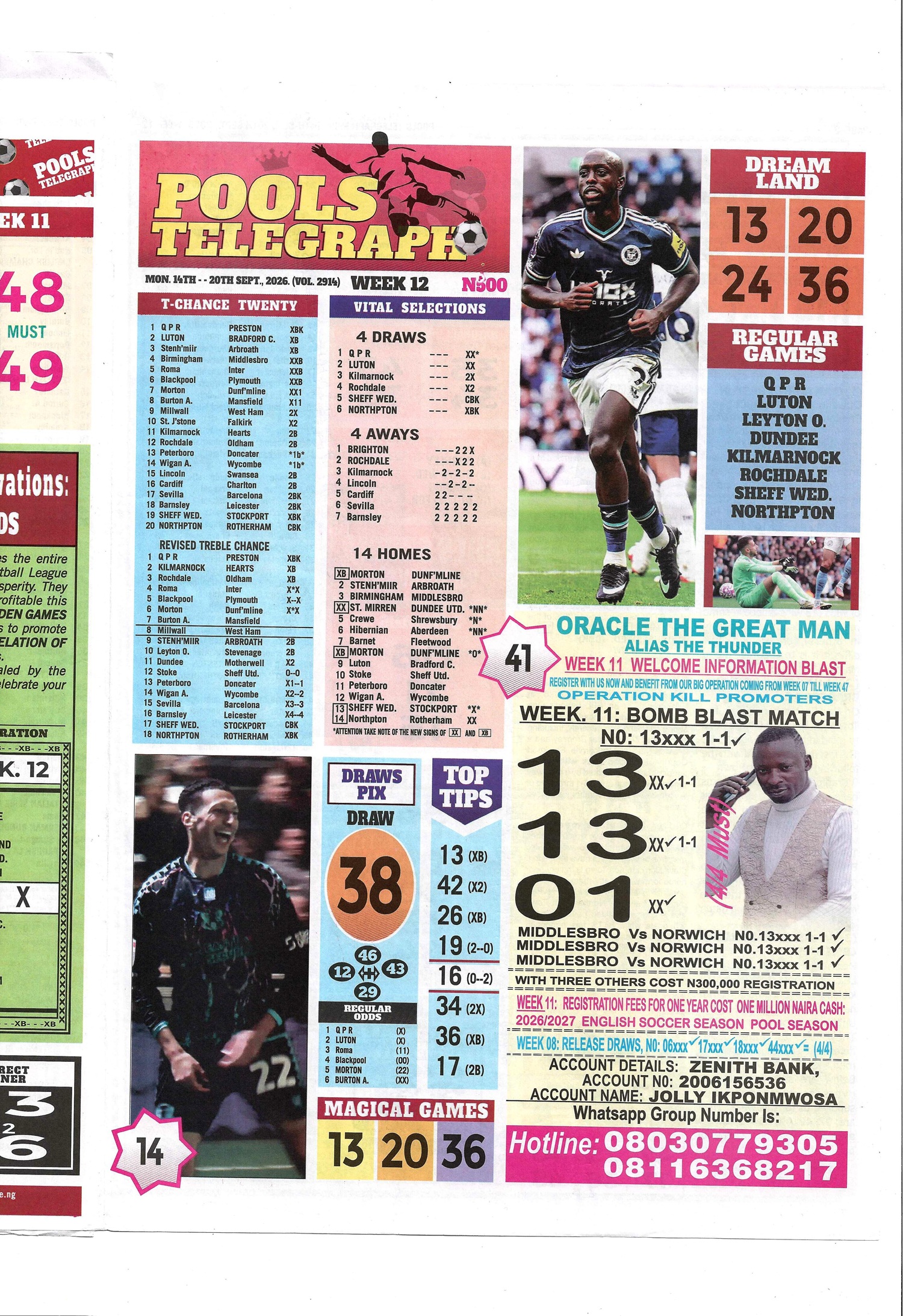 week 12 pools telegraph 2026 page 1
