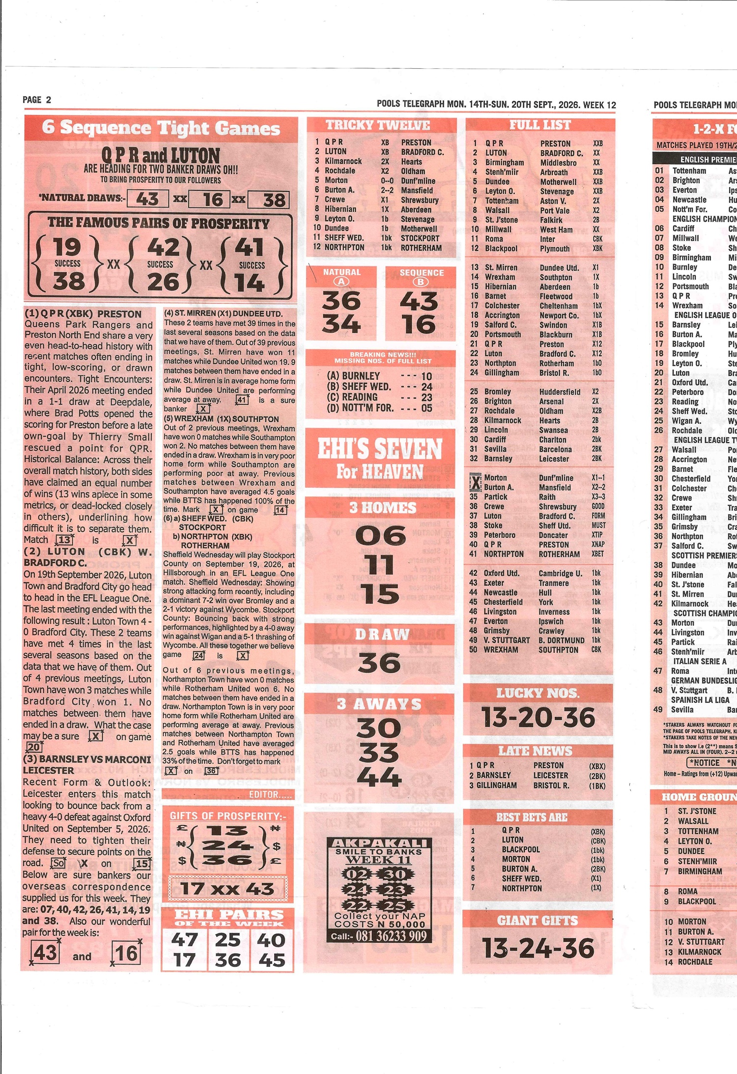 week 12 pools telegraph 2026 page 2