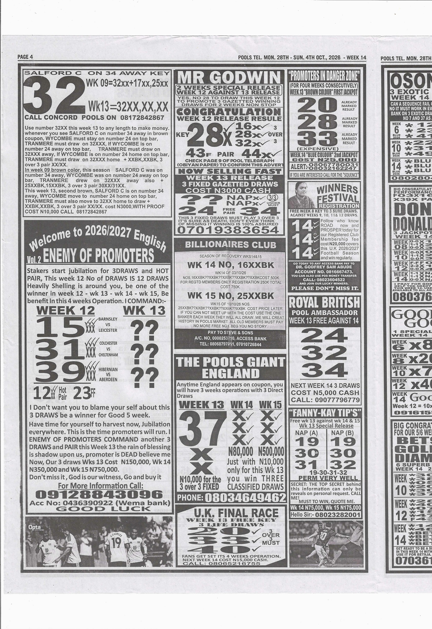 week 14 pools telegraph 2026 page 4