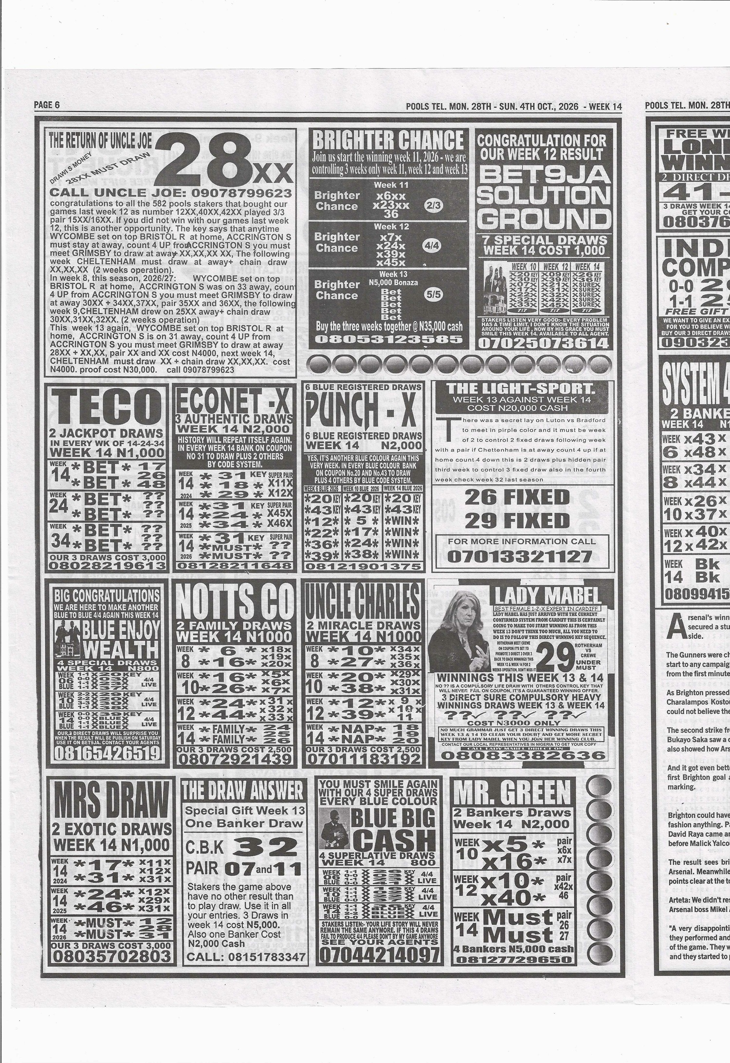 week 14 pools telegraph 2026 page 6