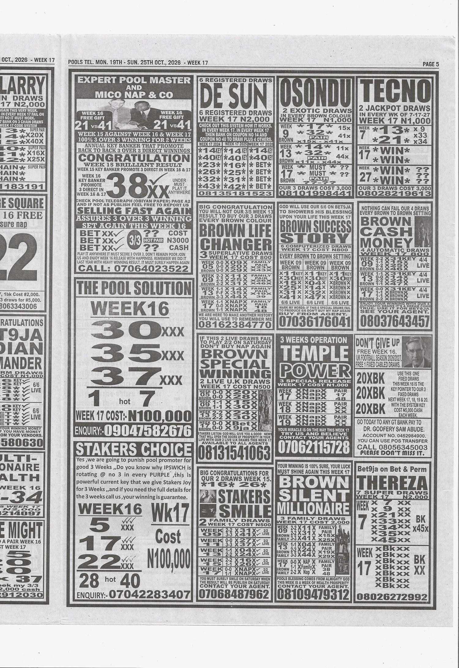 week 17 pools telegraph 2026 page 5